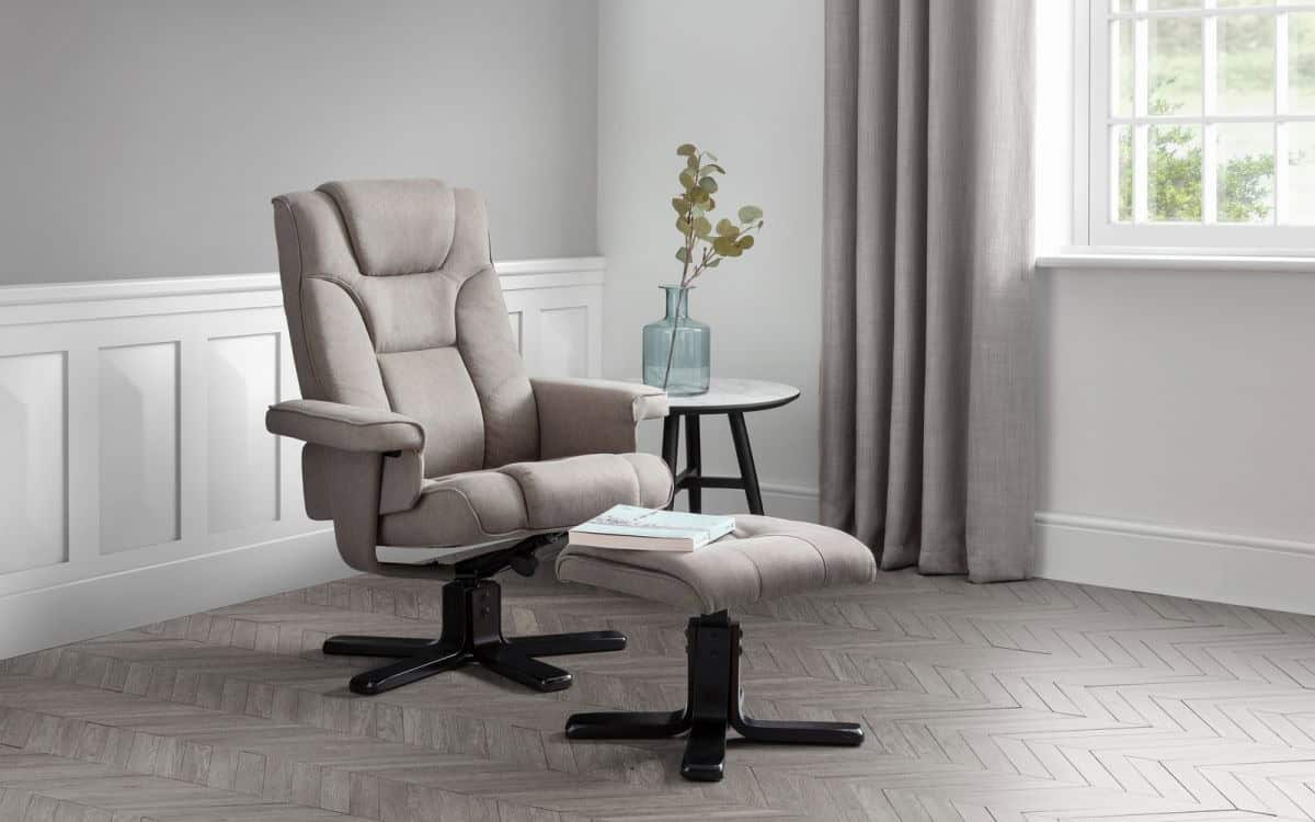 Reggio Recline Chair & Footstool – Grey