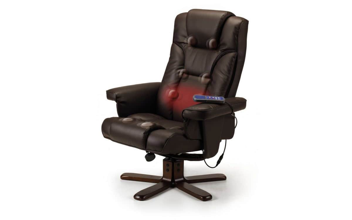 Reggio Massage Recline Chair & Footstool - Brown - Image 2