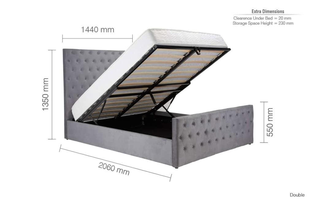 Marquis 4ft6 Ottoman - Grey Velvet - Image 7