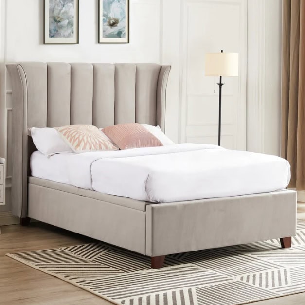 Mia 5ft Ottoman Bedframe - Taupe Velvet - Image 2