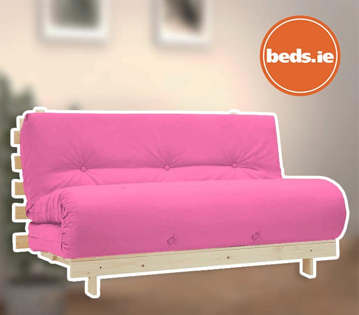 4ft6 Mito Futon Bed with Fuchsia Pink Mattress