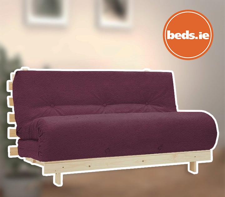 4ft6 Mito Futon Bed with Aubergine Mattress