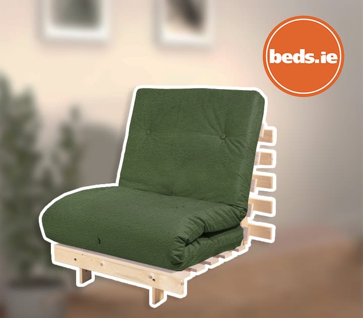 2ft6 Mito Futon Bed with Forest Green Mattress