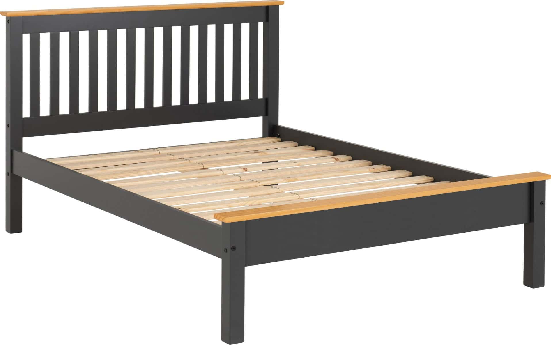 Monaco 4ft Low End Bedframe - Dark Grey & Oak - Image 6