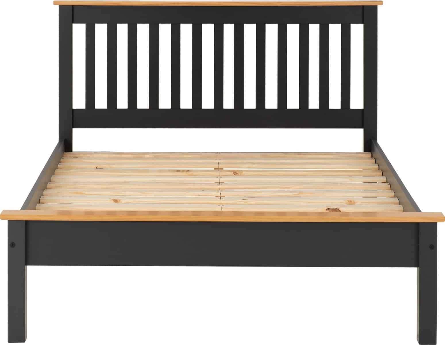 Monaco 4ft6 Low End Bedframe - Dark Grey & Oak - Image 3