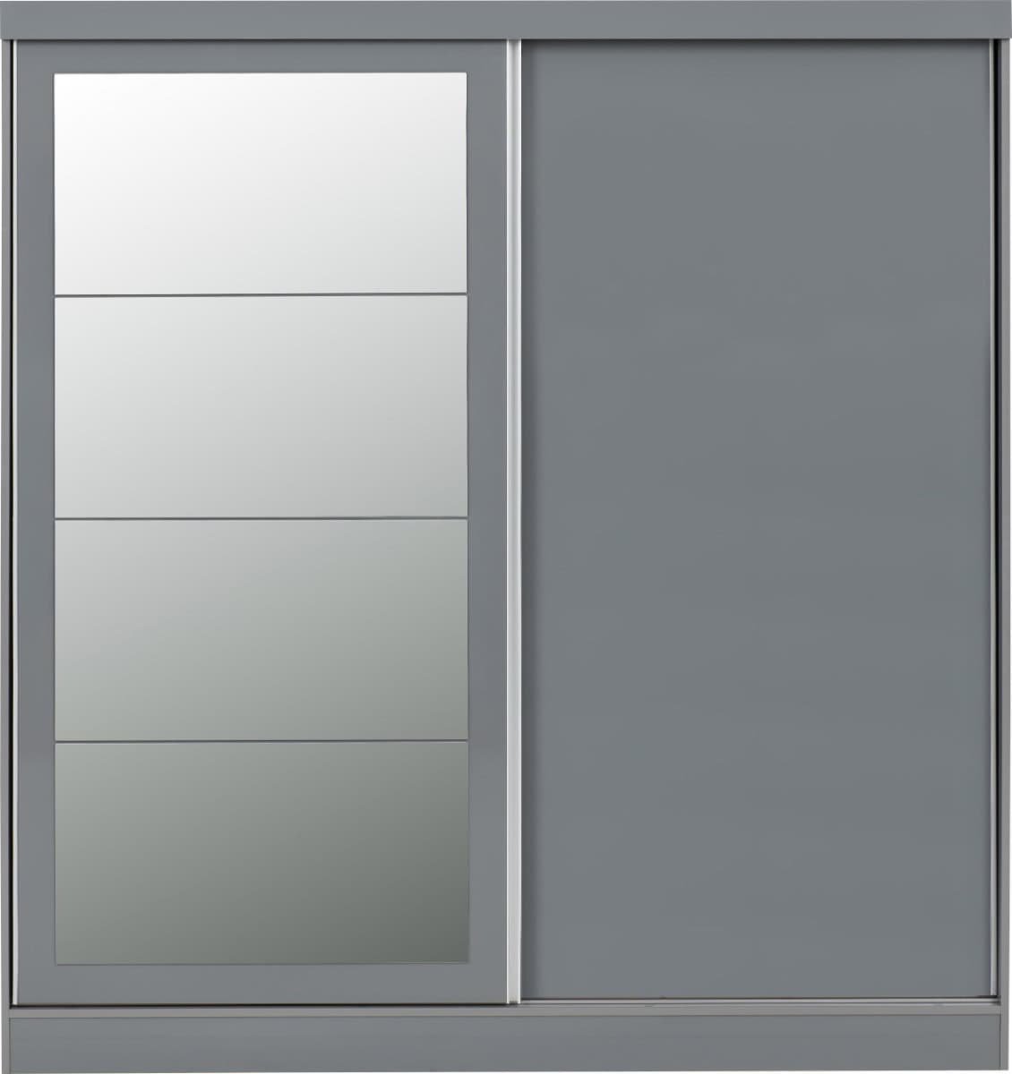 Nevada 2 Door Sliding Wardrobe - Grey Gloss - Image 5