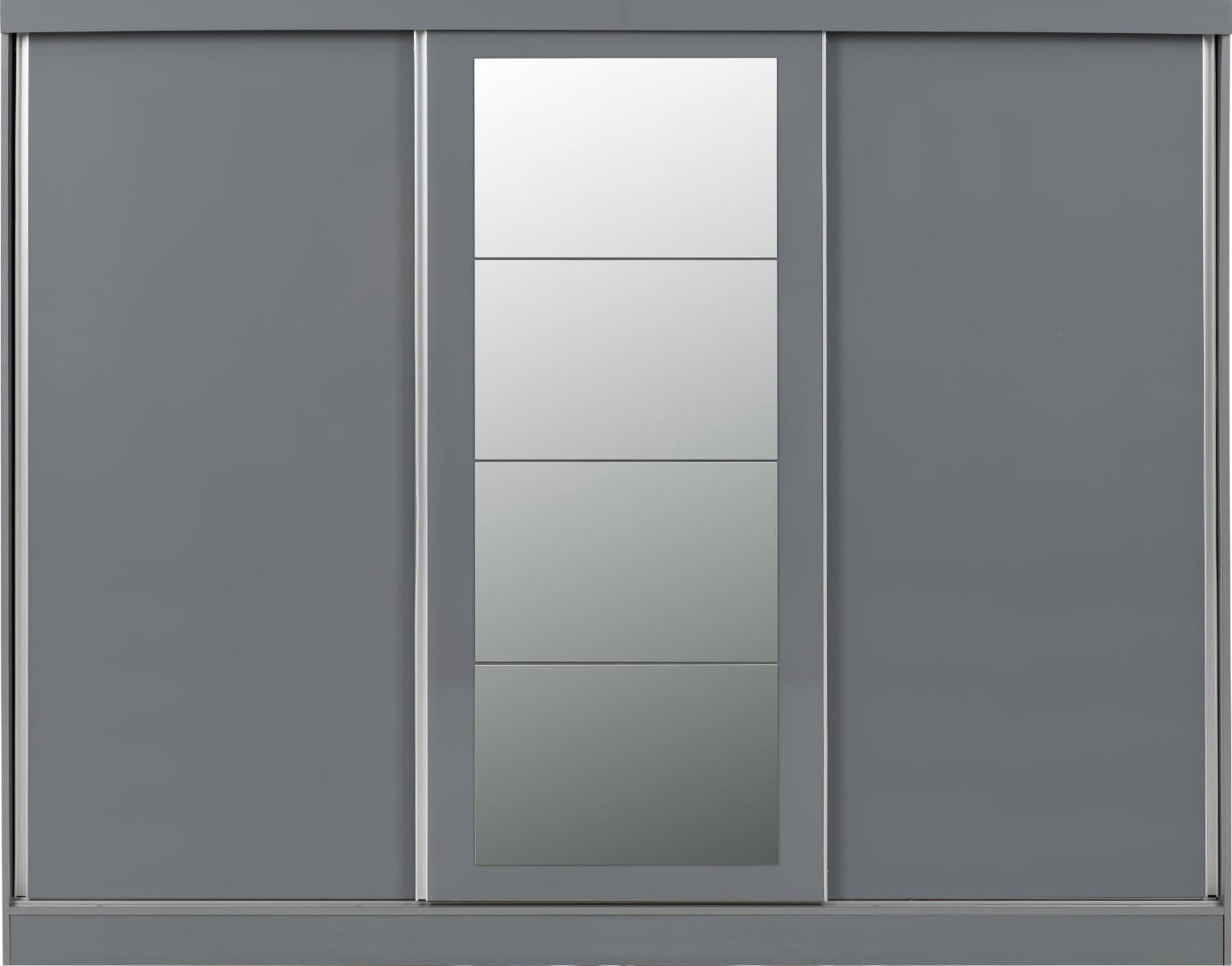 Nevada 3 Door Sliding Wardrobe - Grey Gloss - Image 6