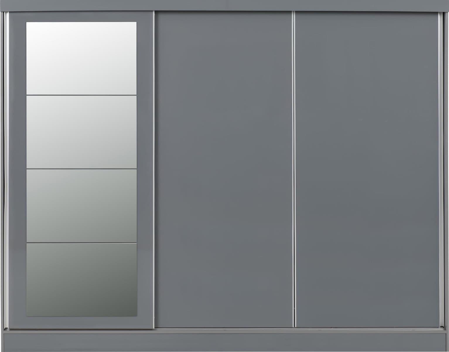 Nevada 3 Door Sliding Wardrobe - Grey Gloss - Image 7
