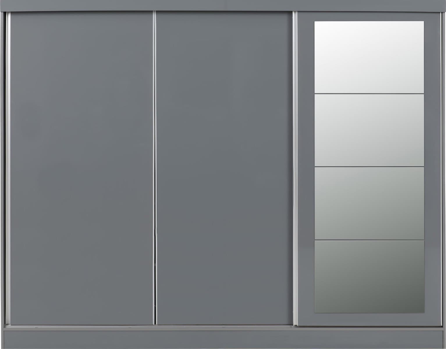 Nevada 3 Door Sliding Wardrobe - Grey Gloss - Image 8