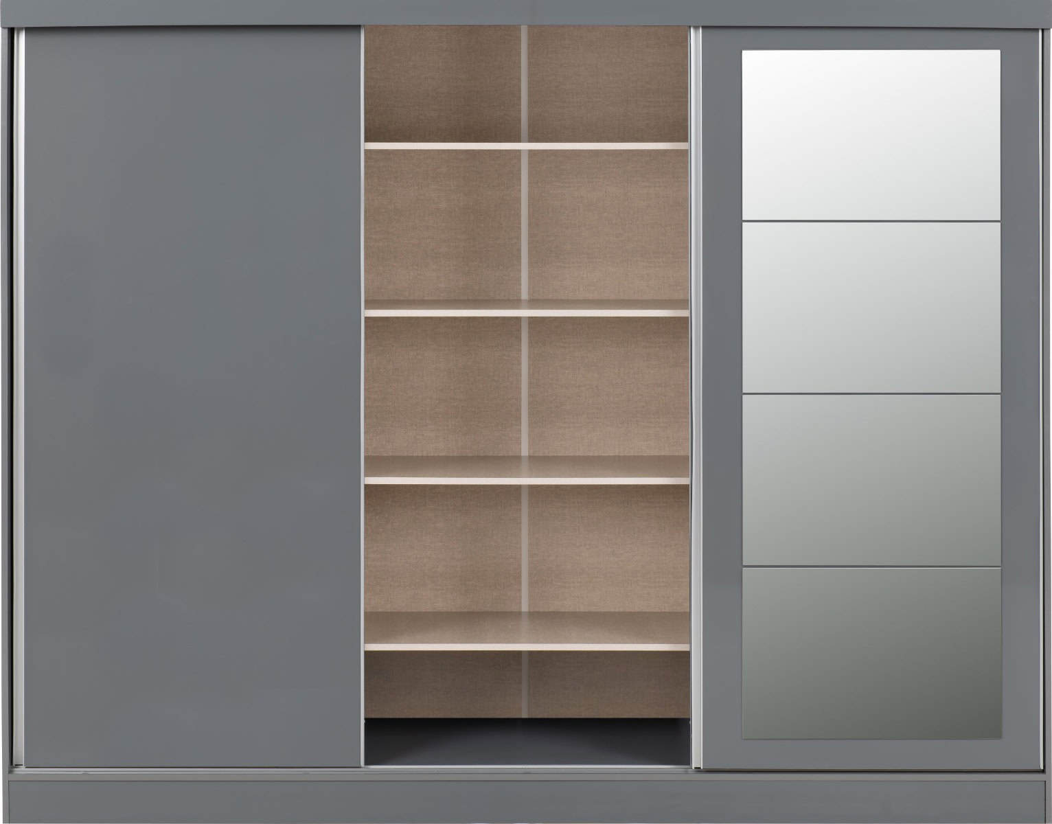 Nevada 3 Door Sliding Wardrobe - Grey Gloss - Image 2