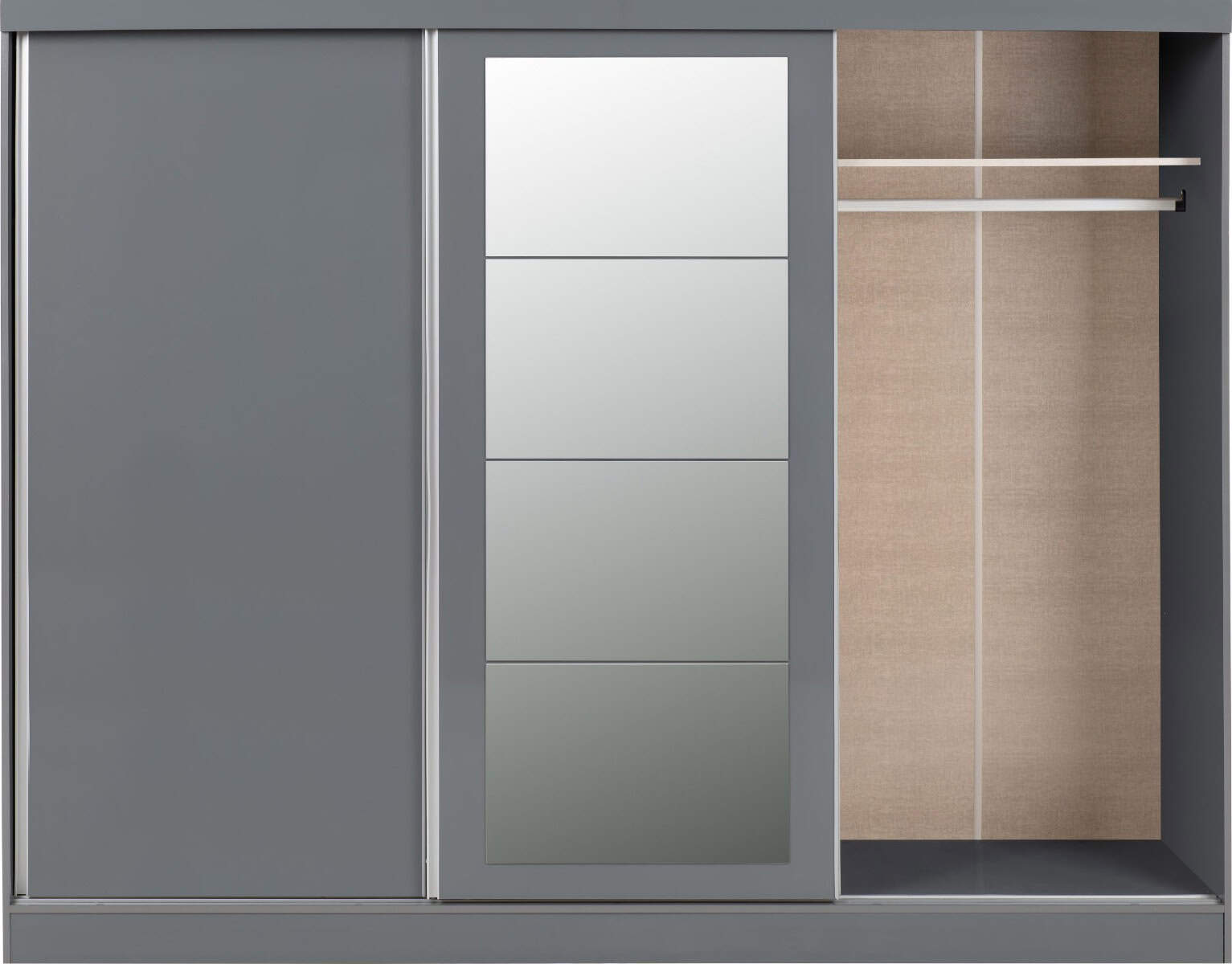 Nevada 3 Door Sliding Wardrobe - Grey Gloss - Image 3
