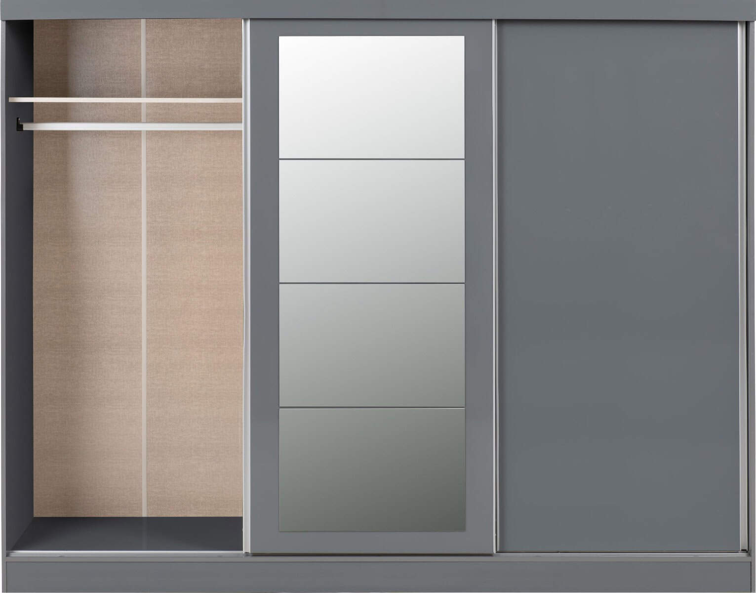 Nevada 3 Door Sliding Wardrobe - Grey Gloss - Image 4