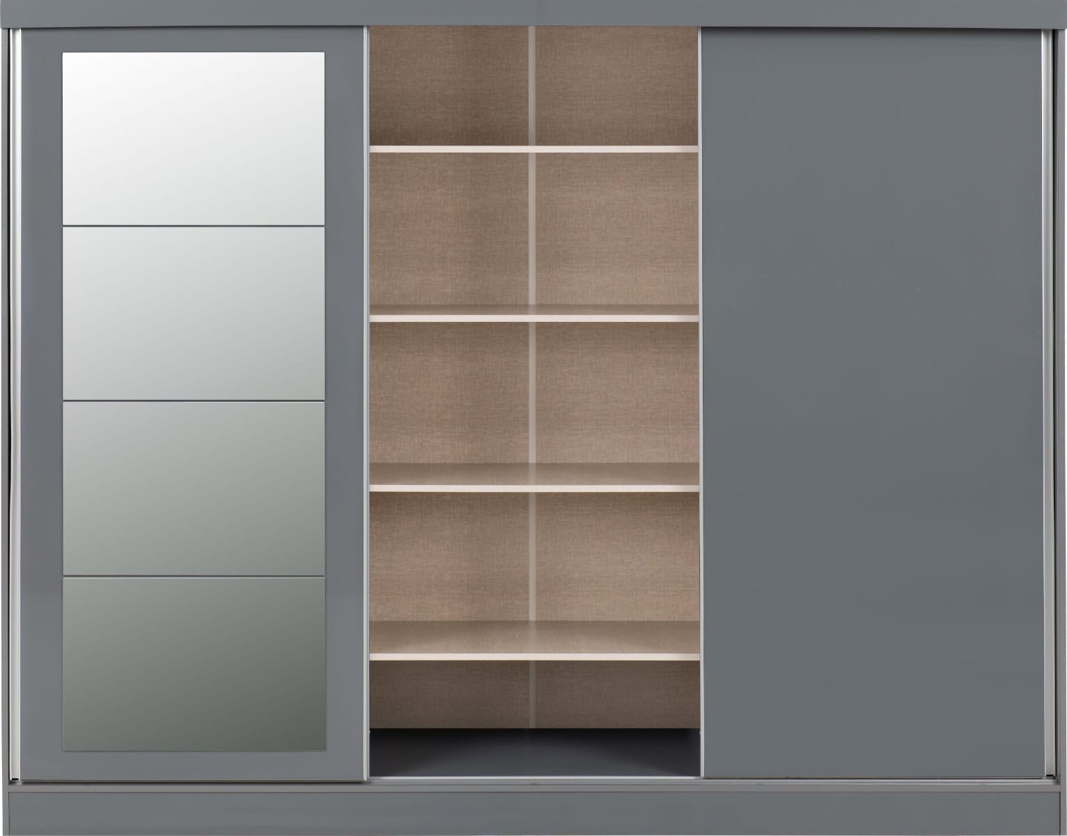 Nevada 3 Door Sliding Wardrobe - Grey Gloss - Image 5