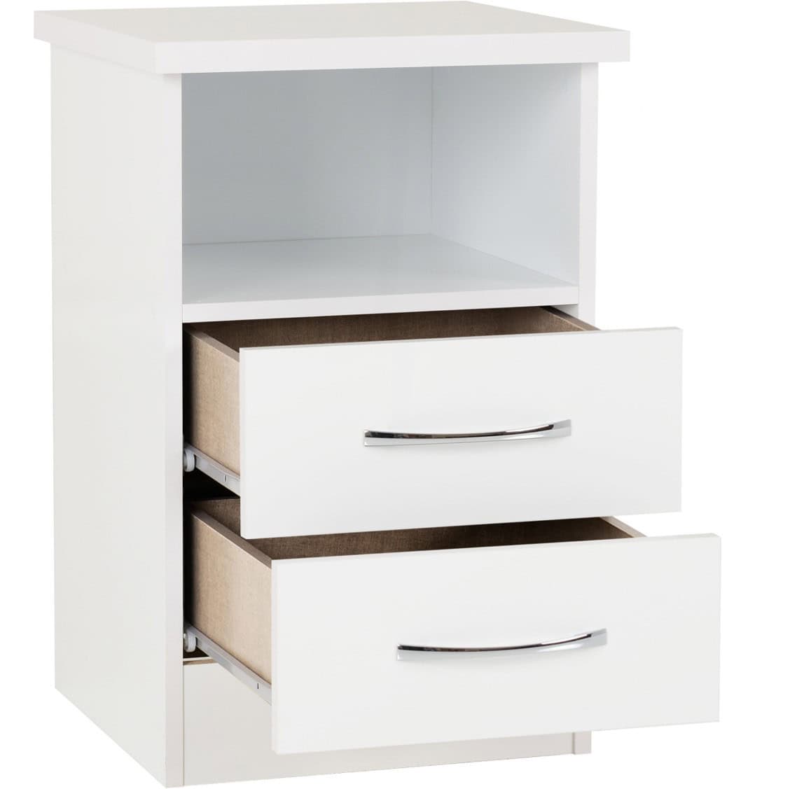 Nevada 2 Drawer Bedside - White Gloss - Image 2