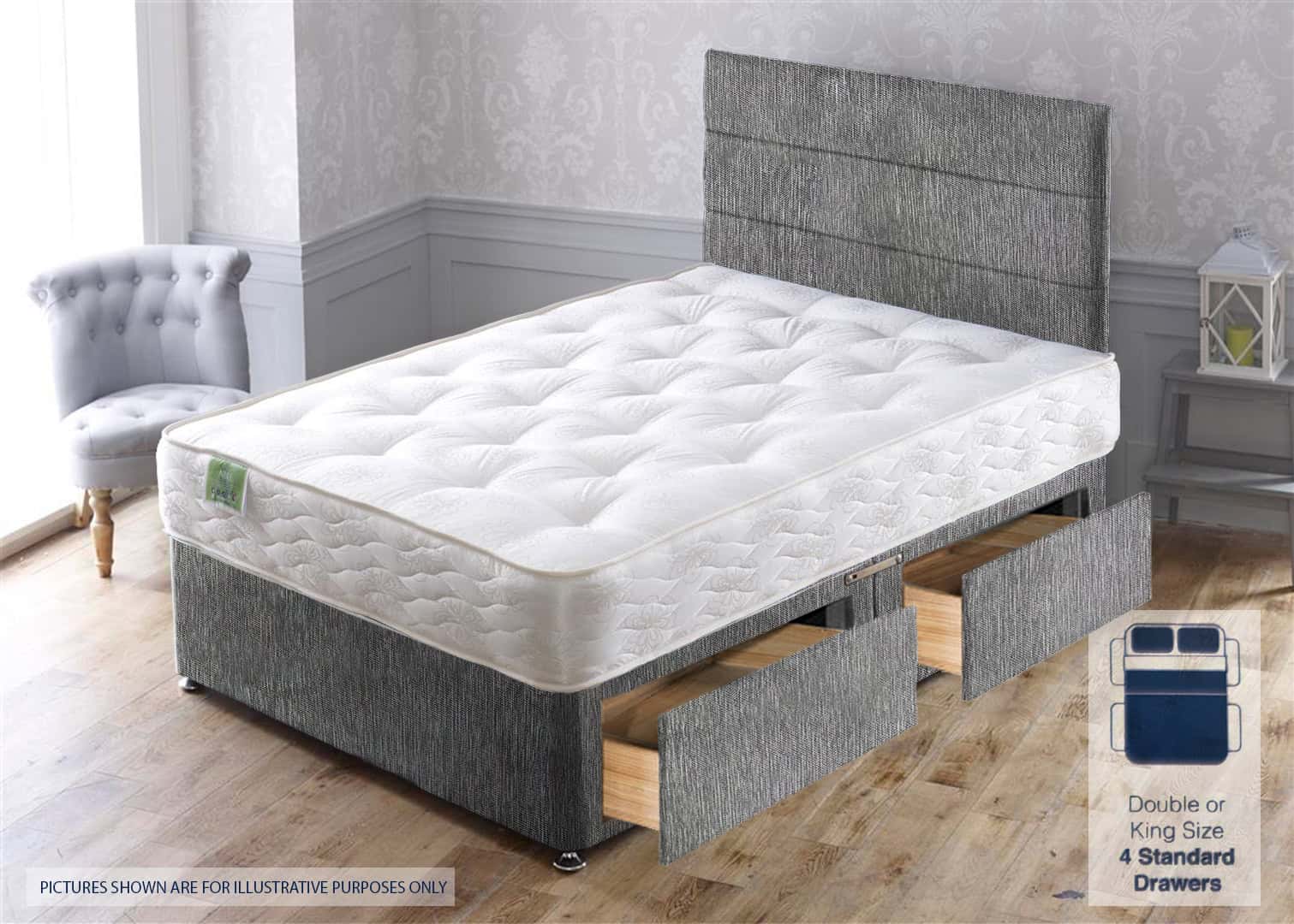 Apollo 5ft Nike 4 Drawer Bed – House Grey