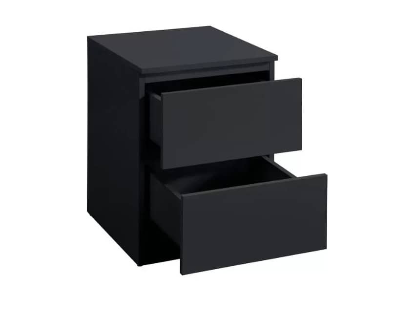 Oslo 2 Drawer Bedside - Black - Image 4