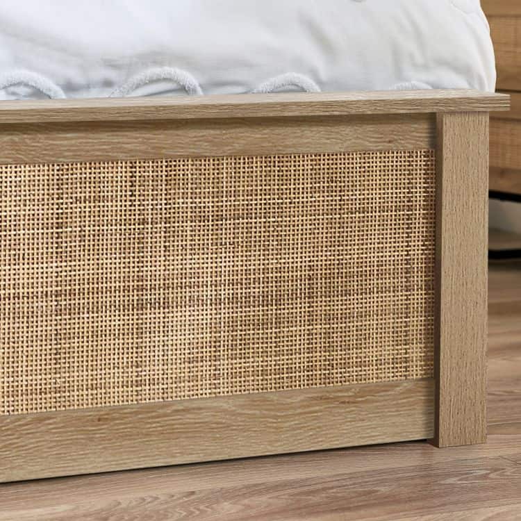 Corbridge 4ft6 Rattan Ottoman Bedframe - Oak - Image 4