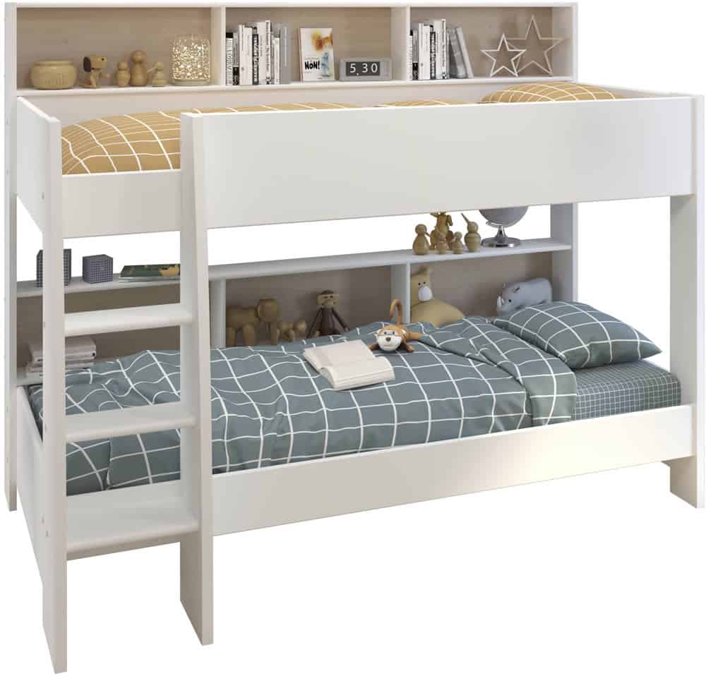 Parisot White Tam Tam Bunk Bed with White/Oak Shelves - Image 11