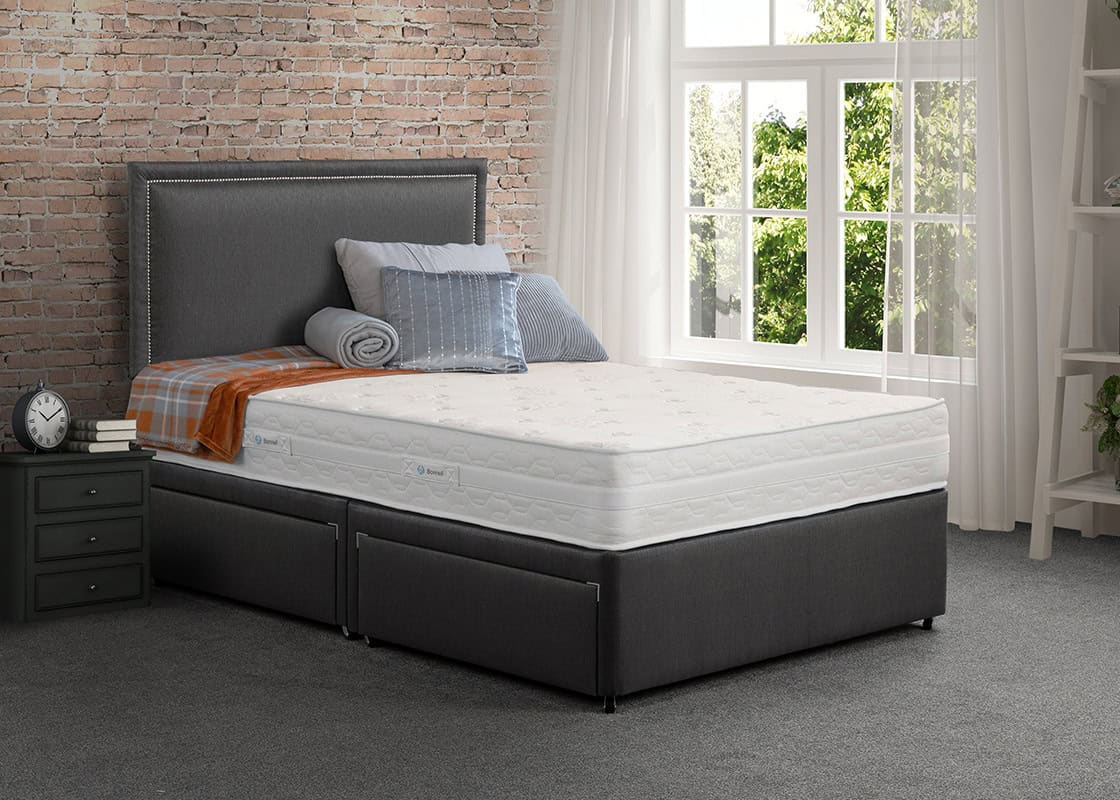 2ft6 Pearl Memory 2 Drawer Divan Bed