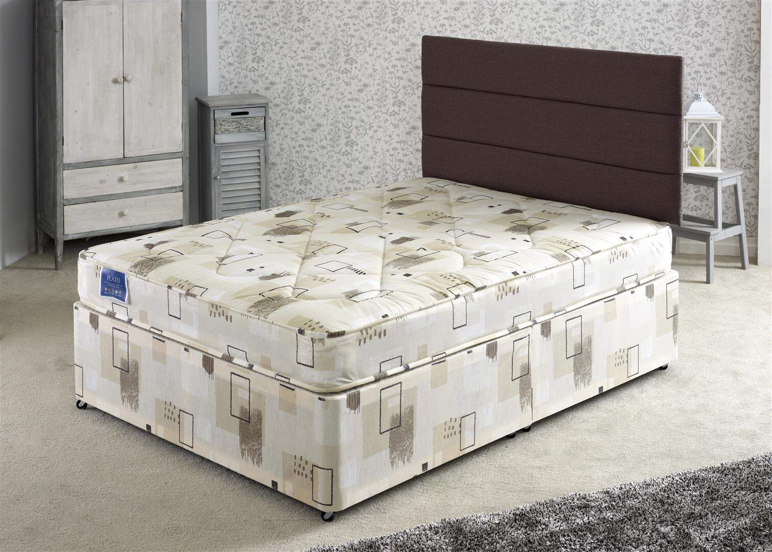 Apollo 4ft Plato Cream & Brown Bed Set