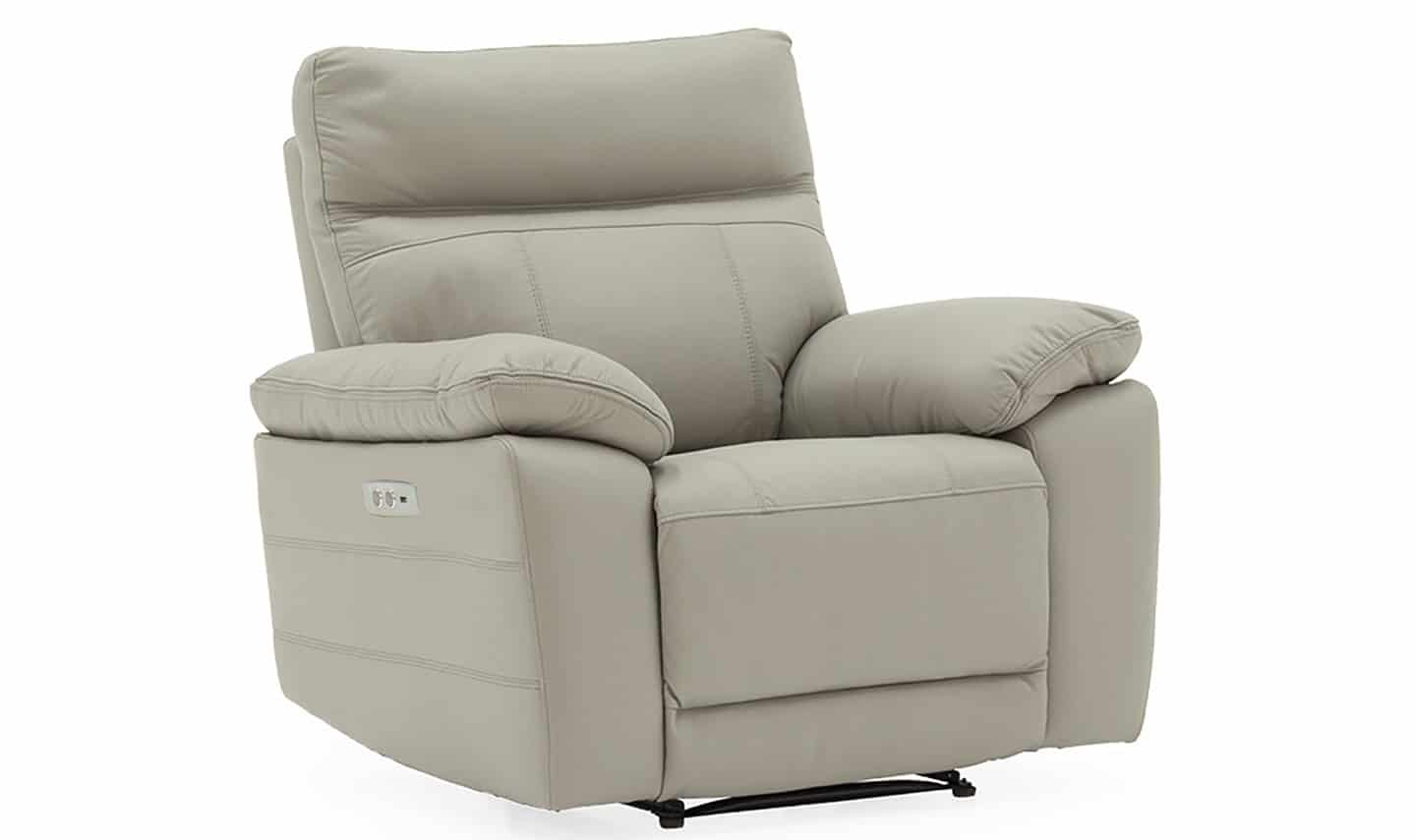 Positano 1 Seater Electric Reclining Armchair - Light Grey Leather - Image 2