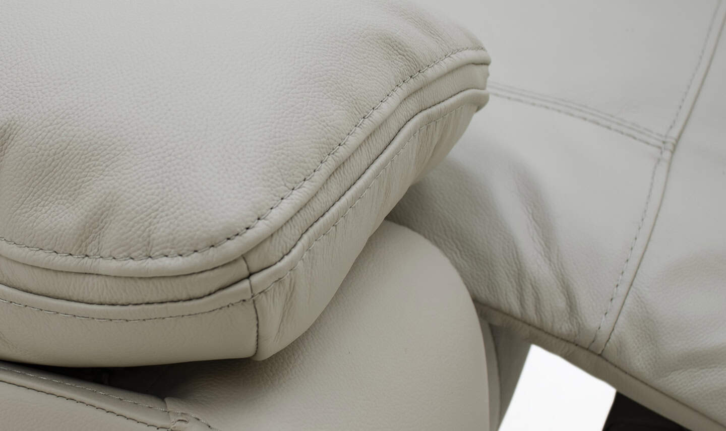 Positano 3 Seater Electric Reclining Sofa - Light Grey Leather - Image 5