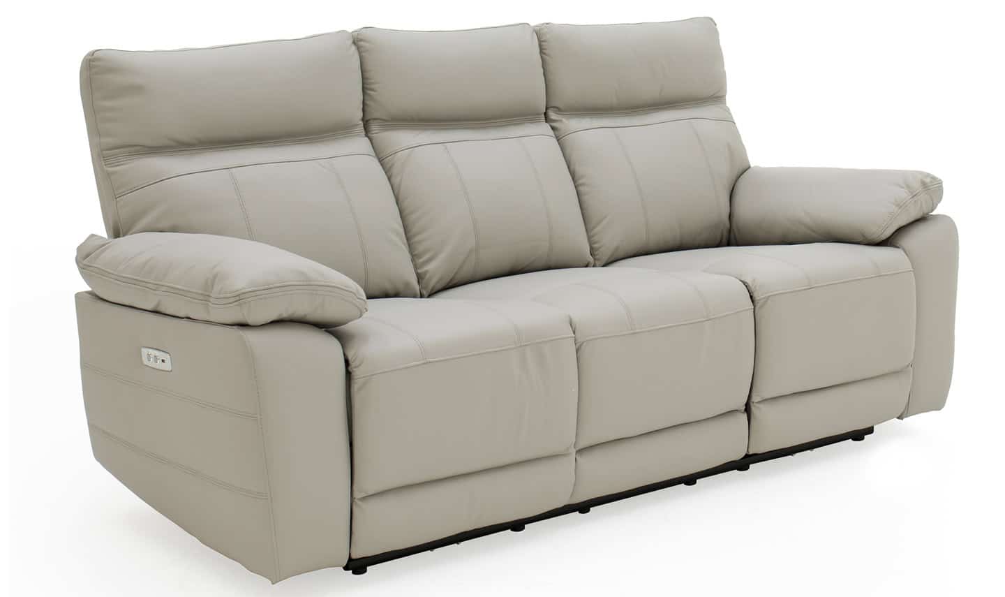 Positano 3 Seater Electric Reclining Sofa - Light Grey Leather - Image 3