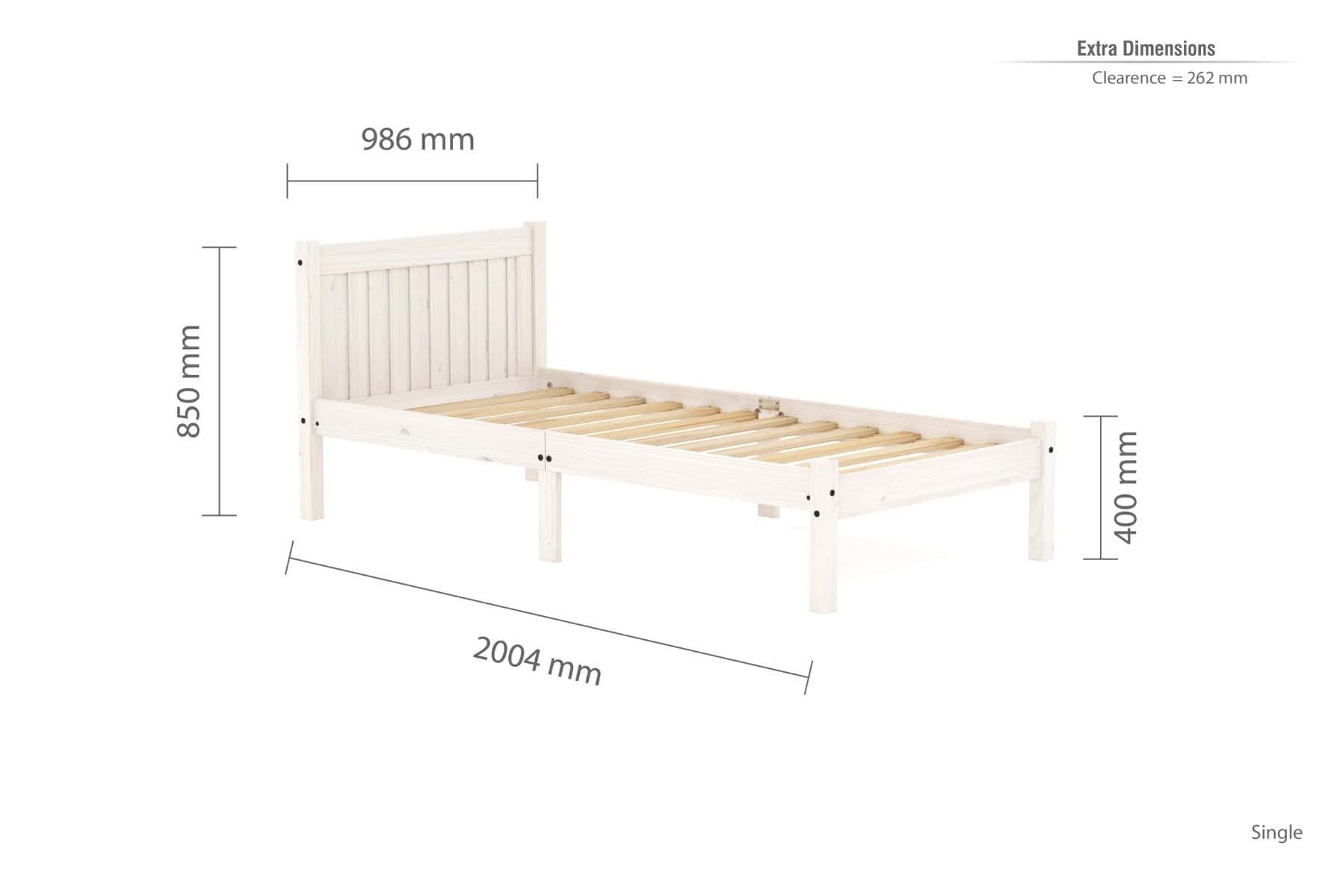 3ft Rio Bedframe - White Wash - Image 4