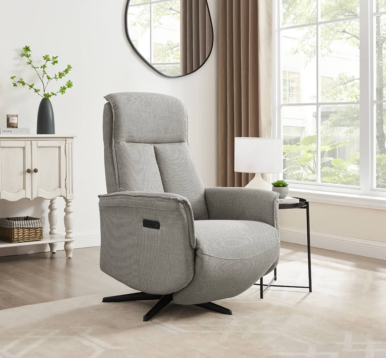 Riya Electric Recliner Accent Chair - Stone - Image 6