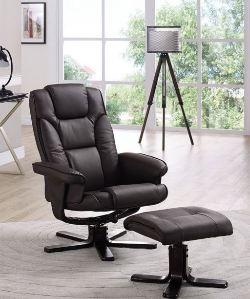 Reggio Recline Chair & Footstool - Brown - Image 2