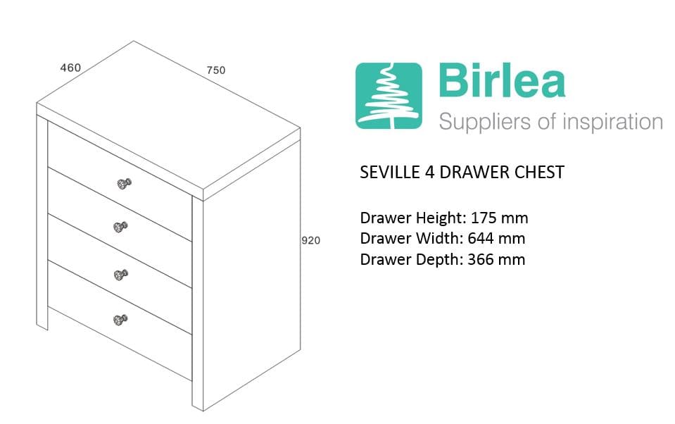 Seville Mirrored 4 Drawer Chest - Image 4