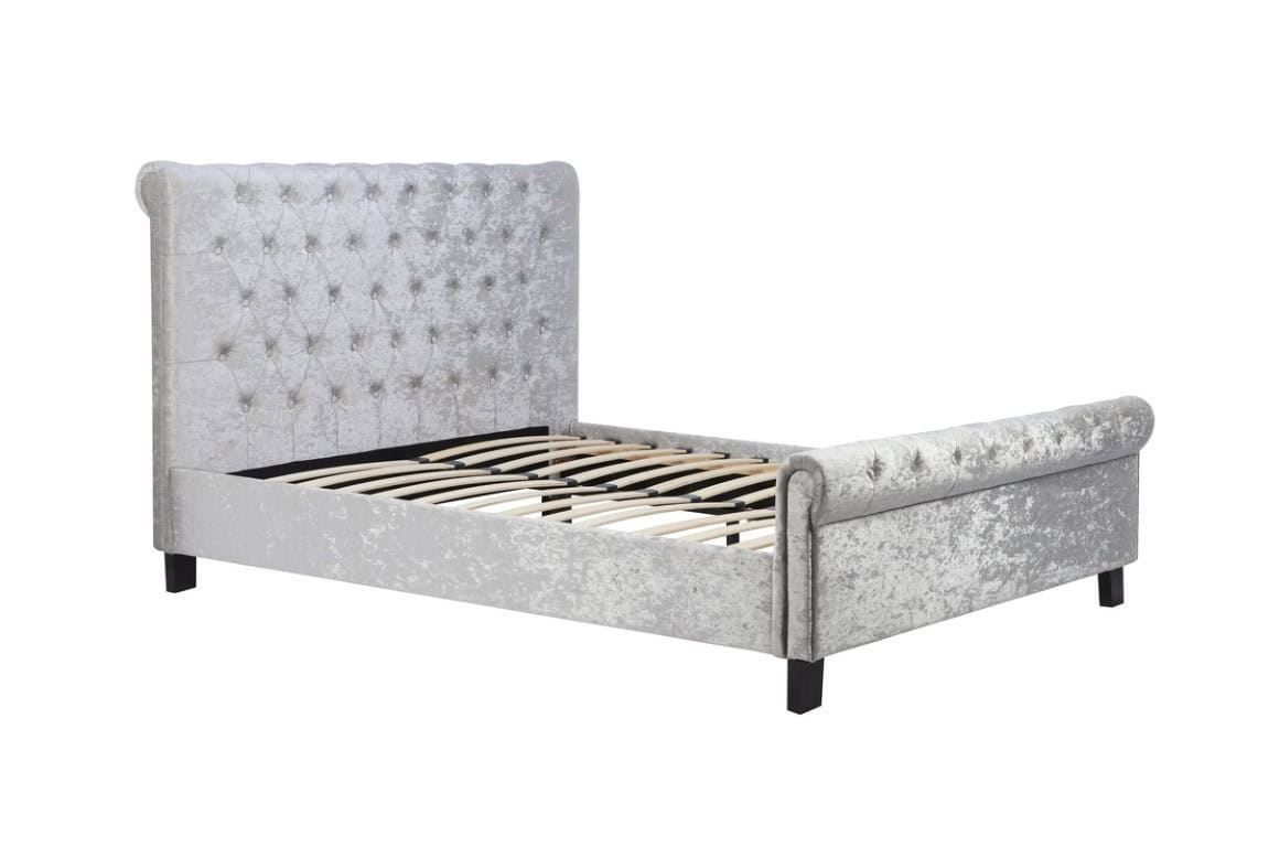 Sienna 4ft Bed - Steel Crushed Velvet - Image 3