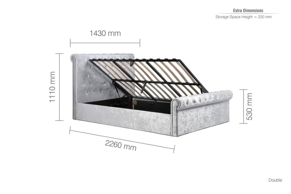 Sienna 4ft6 Side Ottoman - Steel Crushed Velvet - Image 6