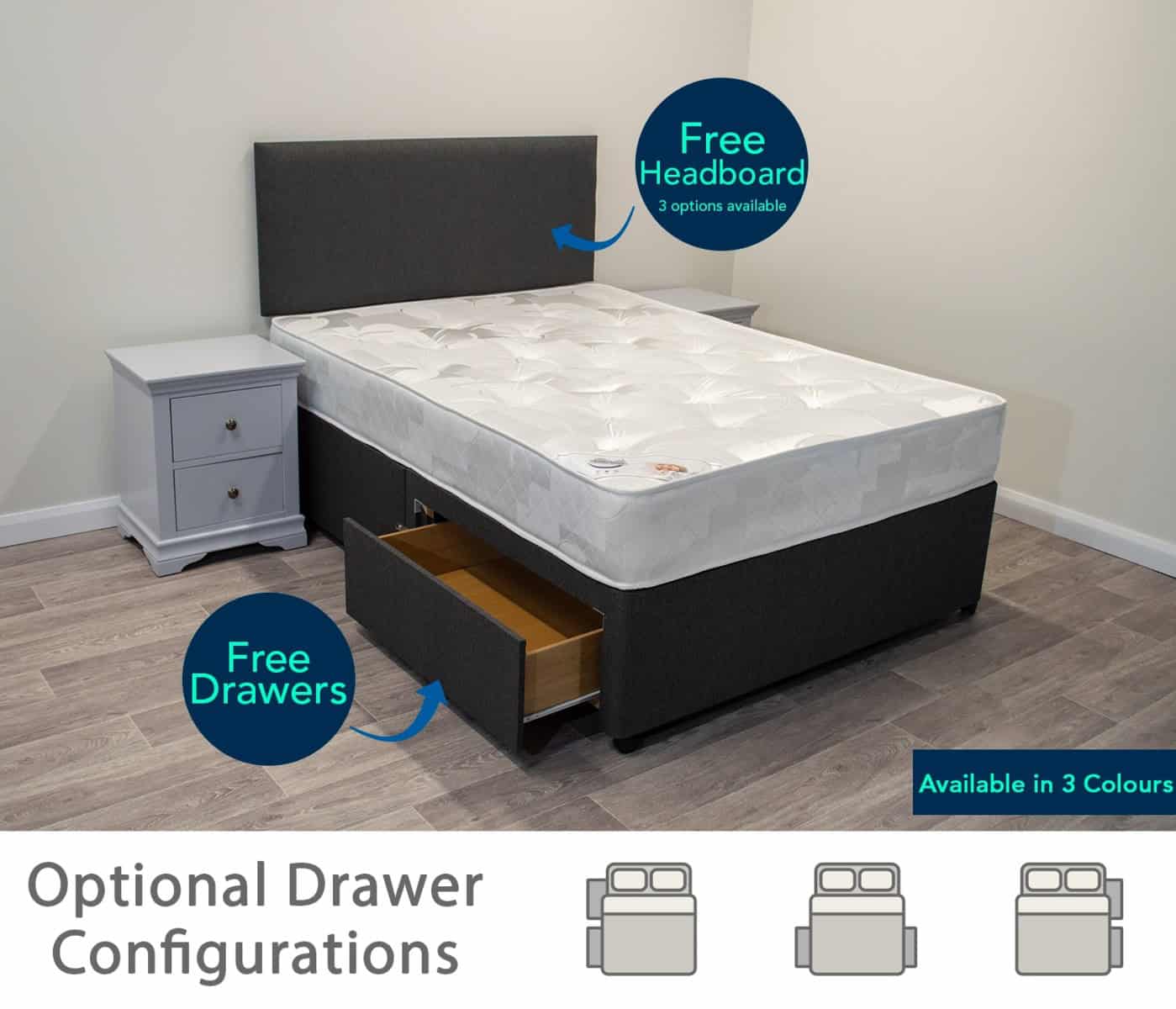 5ft Silver Dream Mattress with 2 FREE Drawers Base & Headboard - Image 4