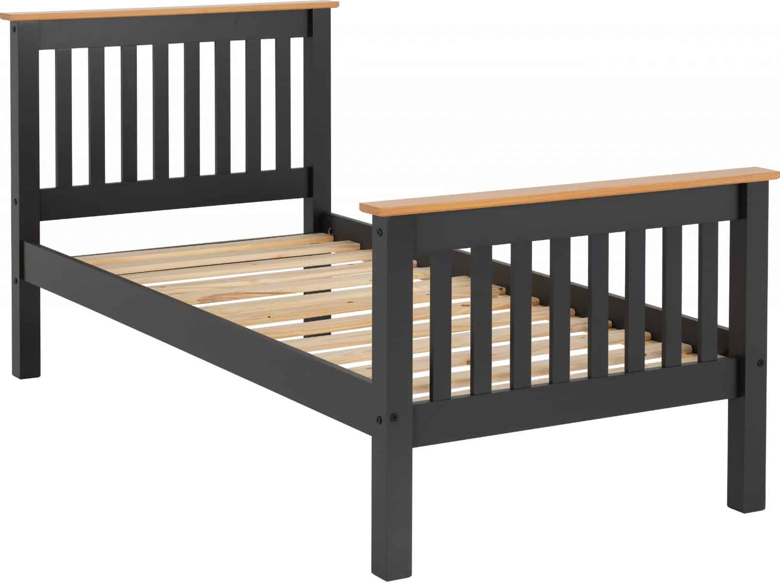 Monaco 3ft High End Bedframe - Dark Grey & Oak - Image 7