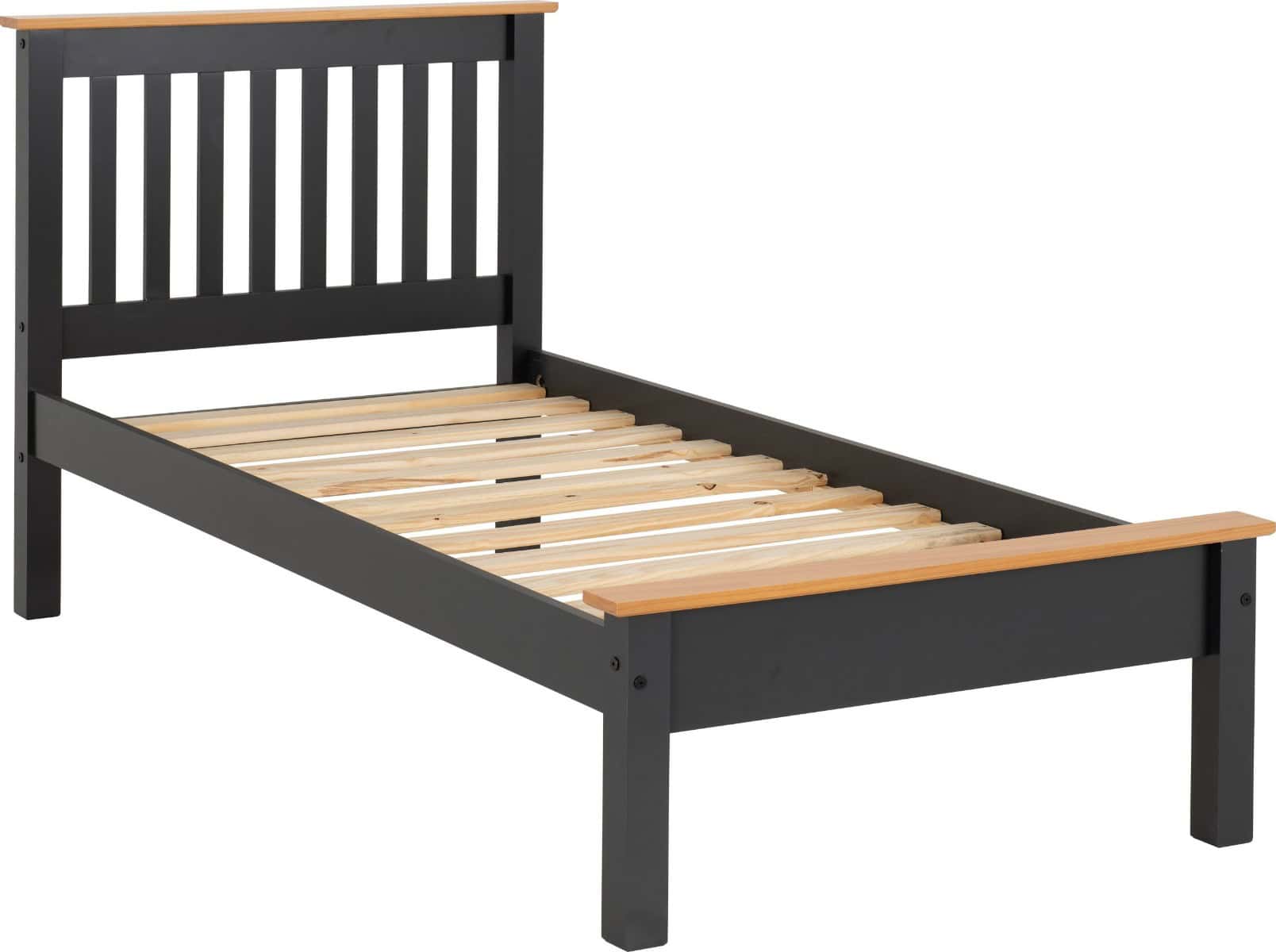 Monaco 3ft Low End Bedframe - Dark Grey & Oak - Image 7