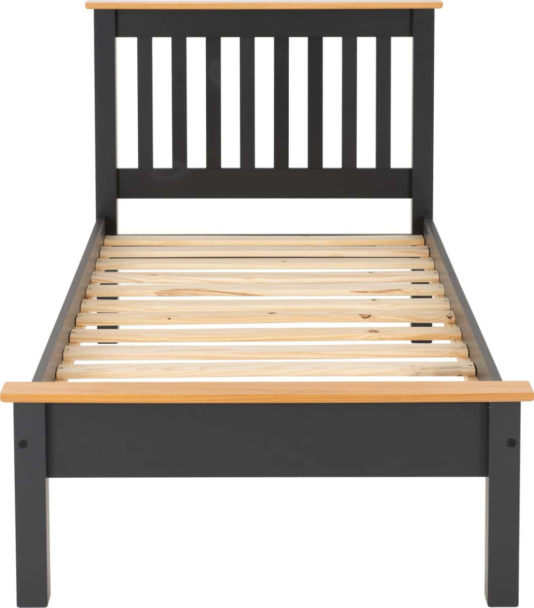 Monaco 3ft Low End Bedframe - Dark Grey & Oak - Image 3