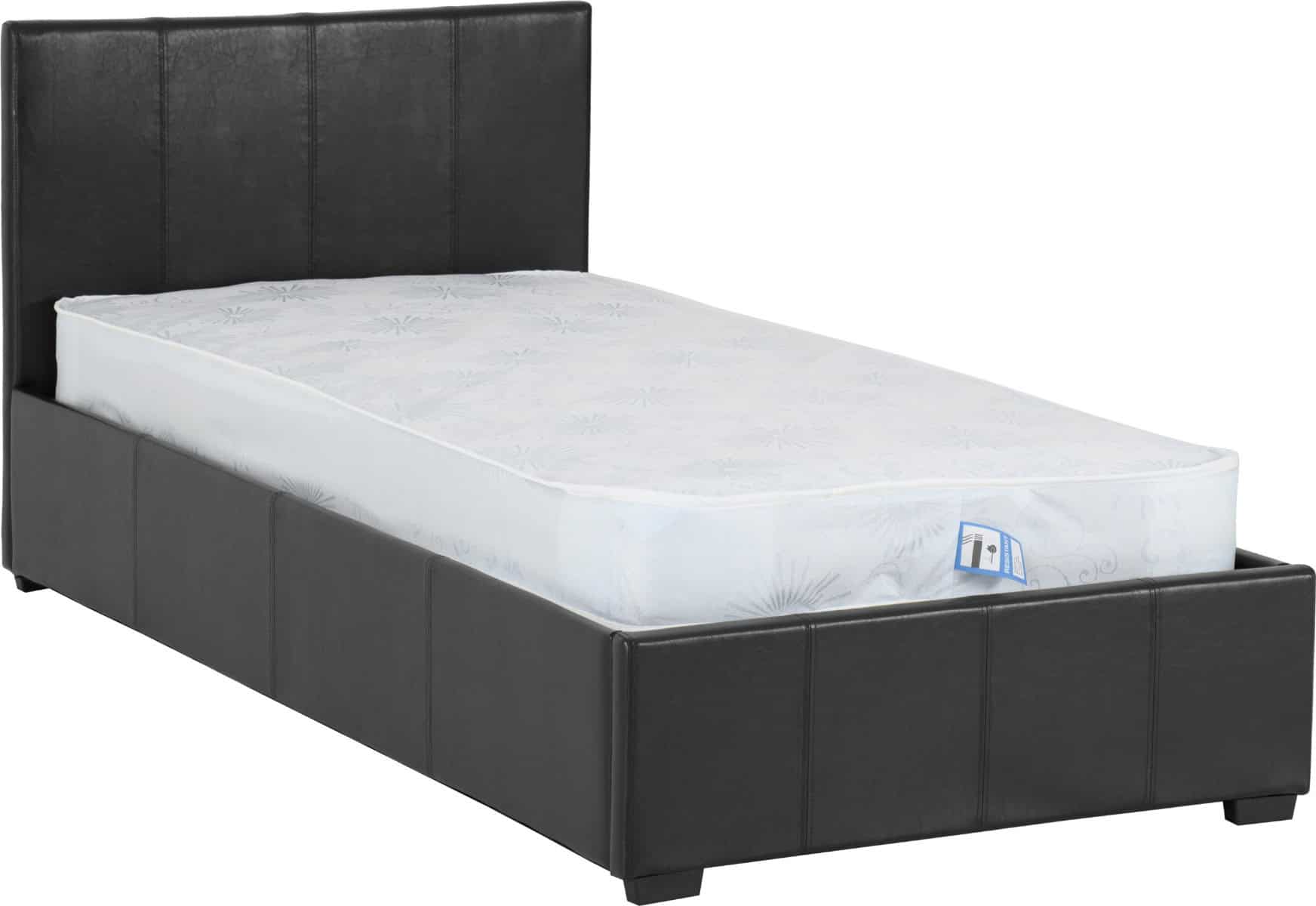 Waverley 3ft Storage Bed - Black Faux Leather - Image 2