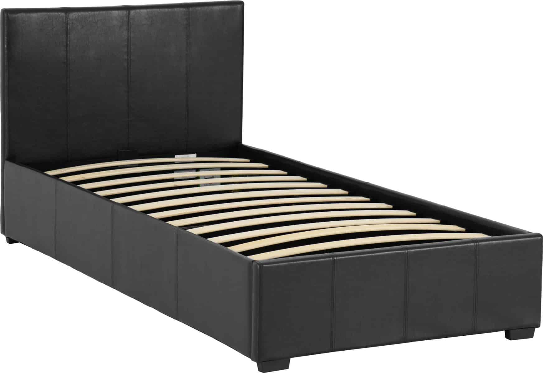 Waverley 3ft Storage Bed - Black Faux Leather - Image 4