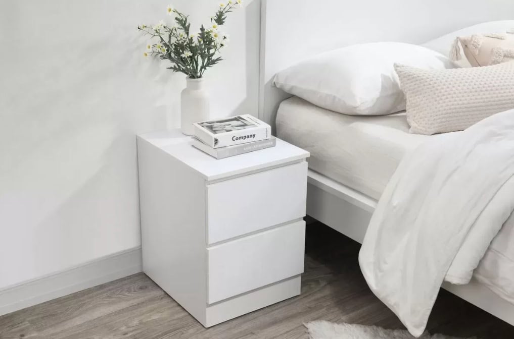 Oslo 2 Drawer Bedside - White - Image 2
