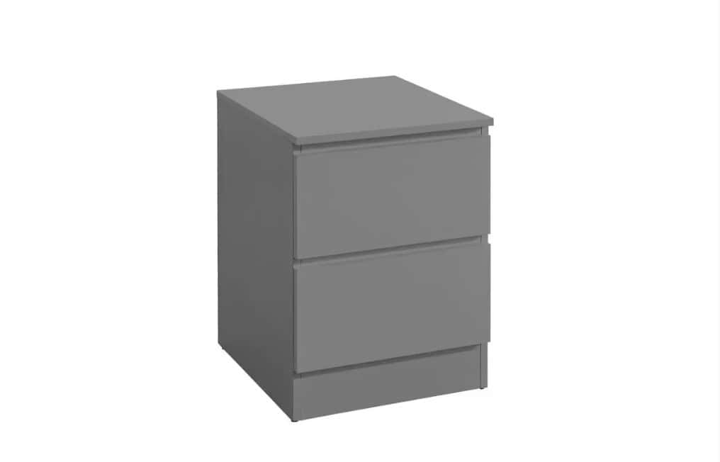 Oslo 2 Drawer Bedside - Grey - Image 3