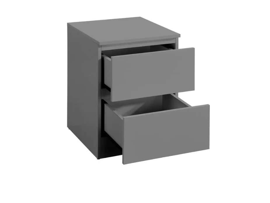 Oslo 2 Drawer Bedside - Grey - Image 4