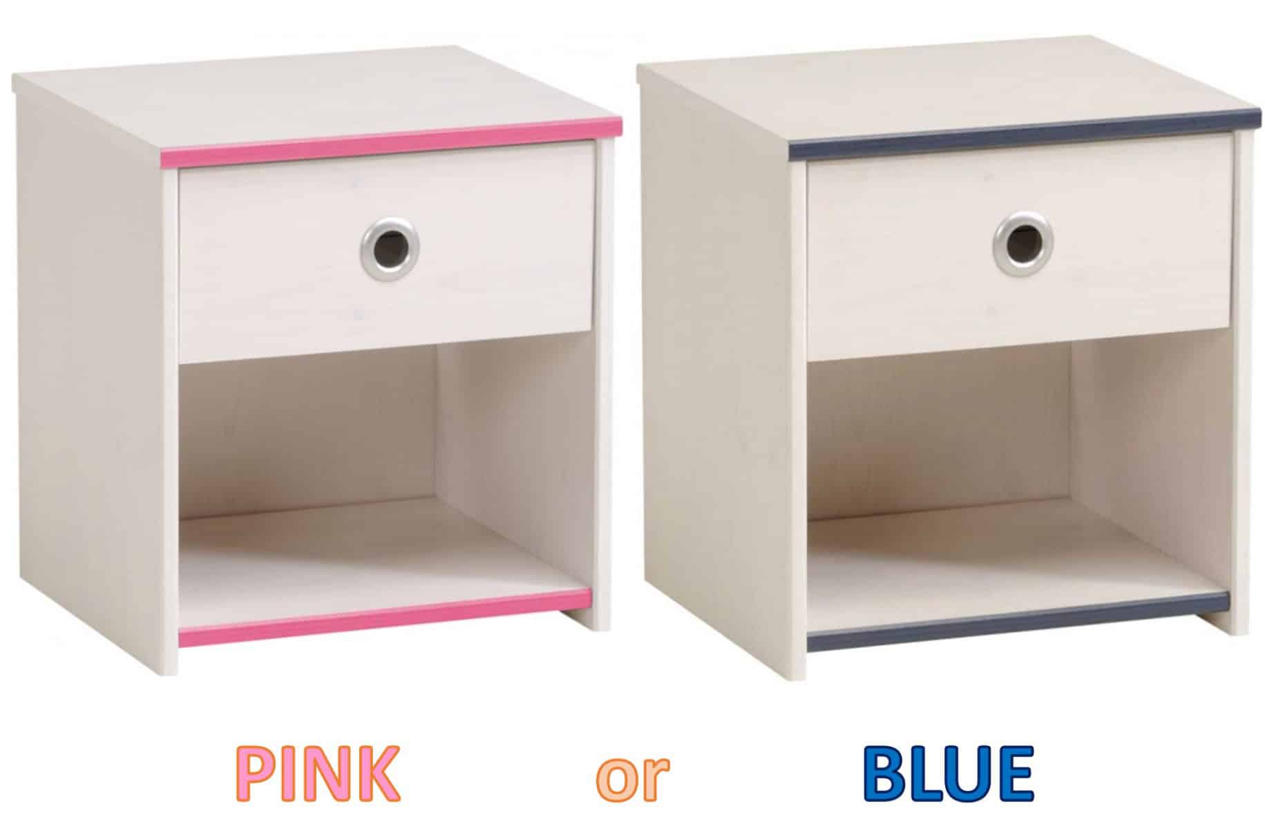 Smoozy Whitewash Bedside Table – Pink or Blue