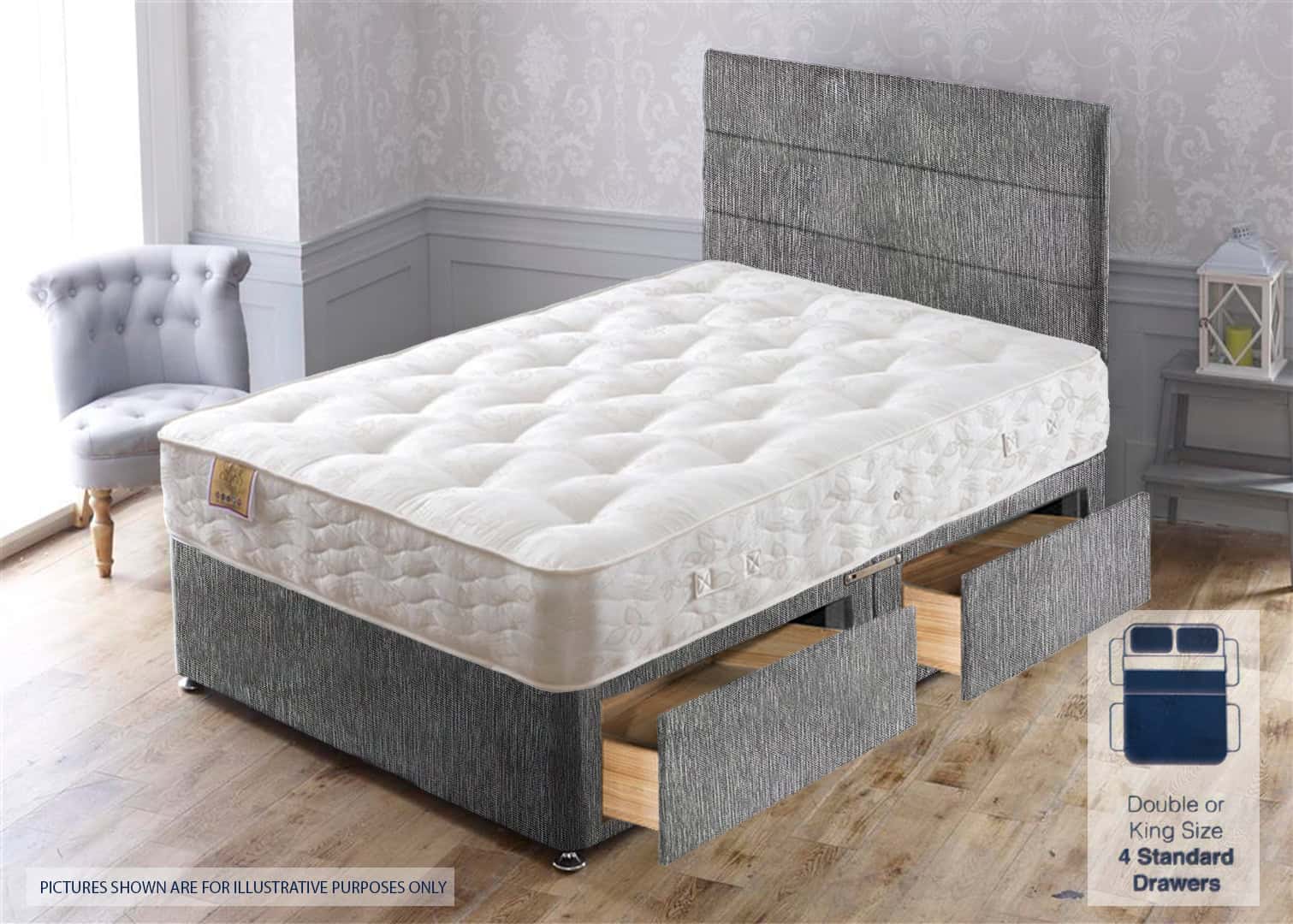 Apollo 4ft Super Ortho 4 Drawer Bed – House Grey