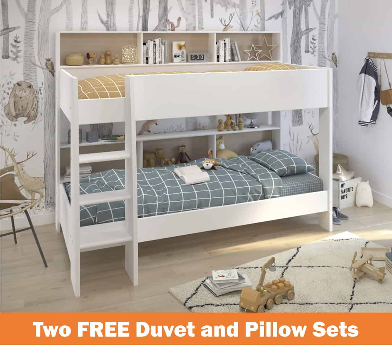 Parisot White Tam Tam Bunk Bed with White/Oak Shelves - Image 18