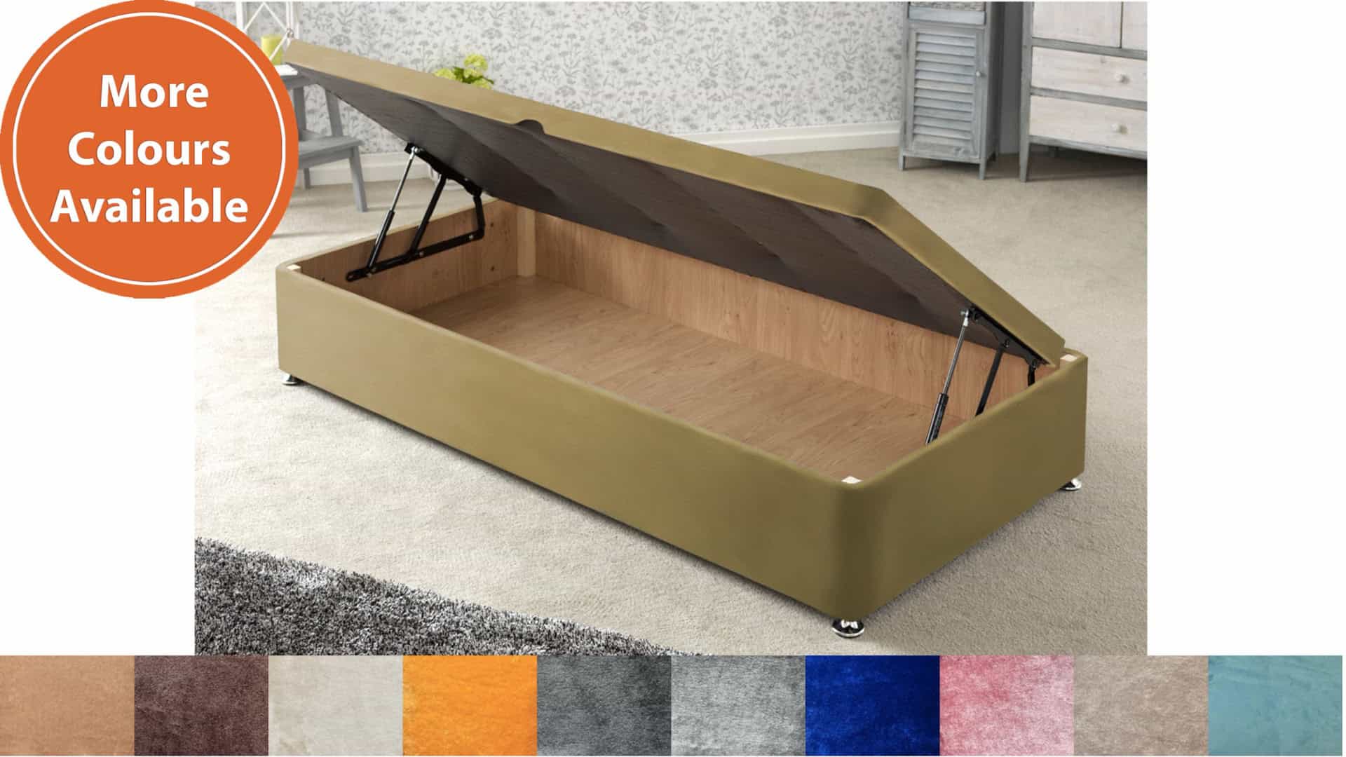 Apollo 3ft Side Opening Ottoman Base in Velvet Fabric