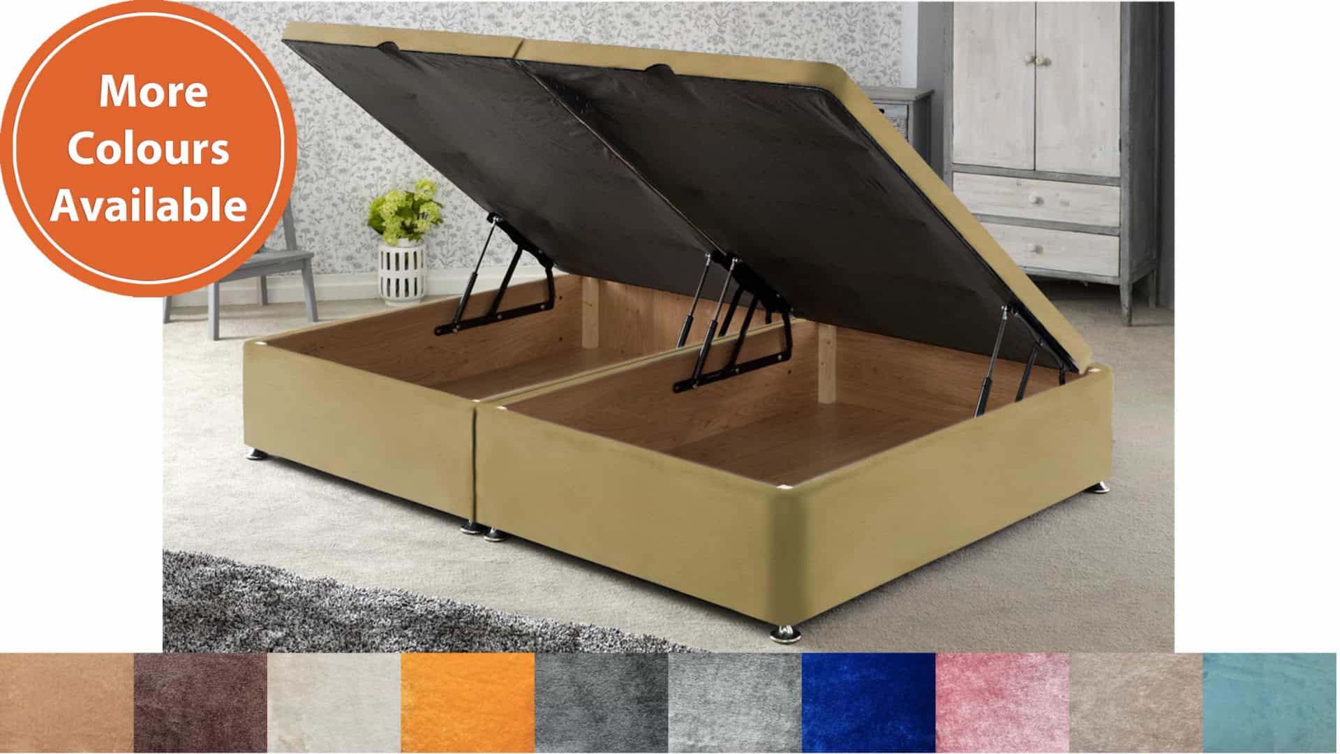 Apollo 4ft Side Opening Ottoman Base in Velvet Fabric