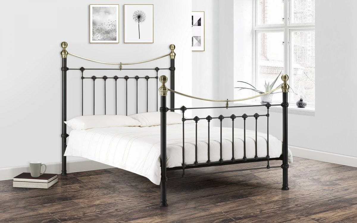Veronica 5ft Bedframe - Satin Black & Brass - Image 2