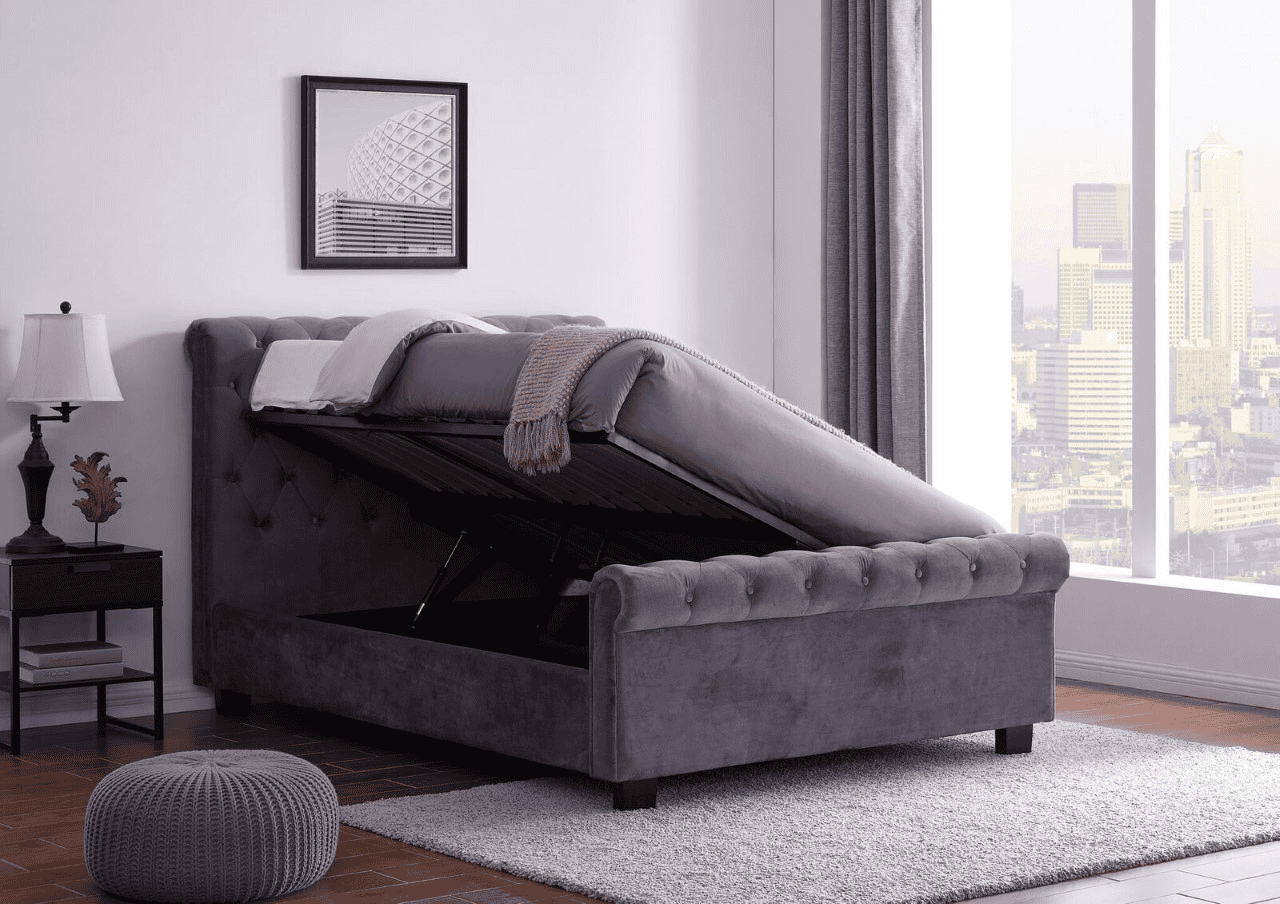 Flintshire 5ft Whitford Ottoman Bed - Plush Grey - Image 2