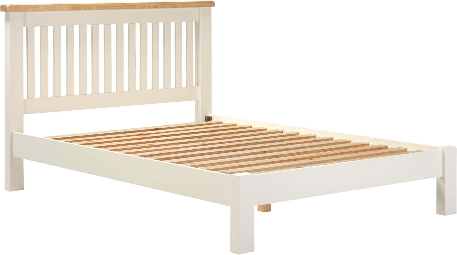 Windsor 4ft6 Low End Bedframe - Ivory & Oak - Image 2